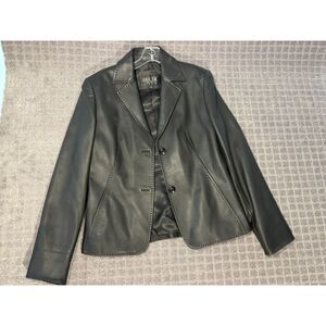 Prodi Best Clothing Black Leather Blazer Jacket Women's size XL